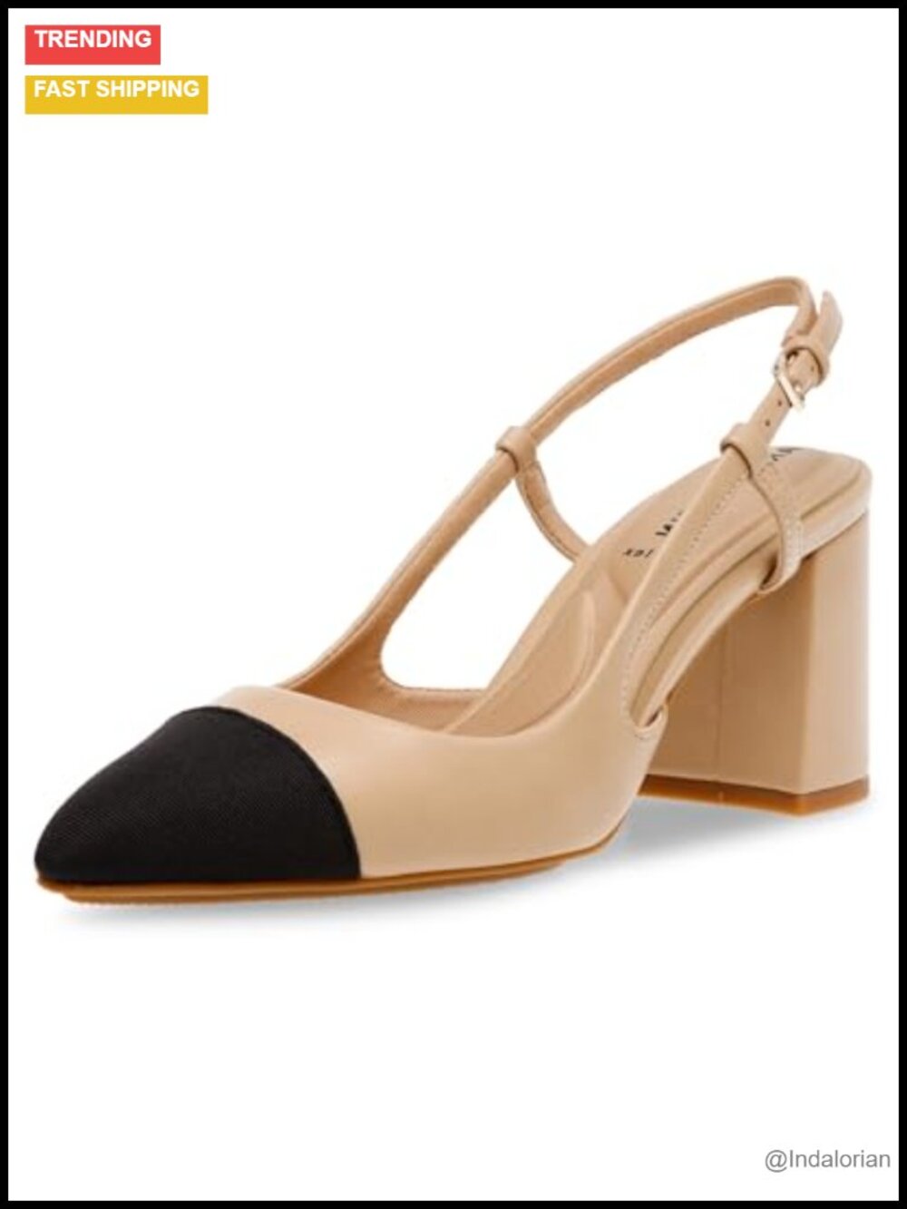 Slingback Block Heel Pump Pointed Toe Buckle Ankle Comfort Wedding